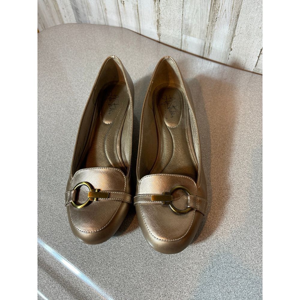 Womens‎ LifeStride Fulton Wedge Loafers 10M Gold Flex Comfort